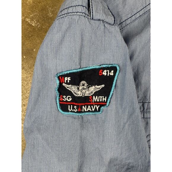 Jack & Jones Airborne Hitch Shirt Men’s XL Royal‎ Navy Military Patches Blue - Picture 4 of 11